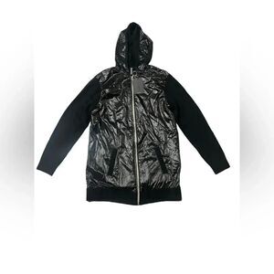 NWT women’s NAADAM black cashmere wool nylon hooded black zip up jacket sz small